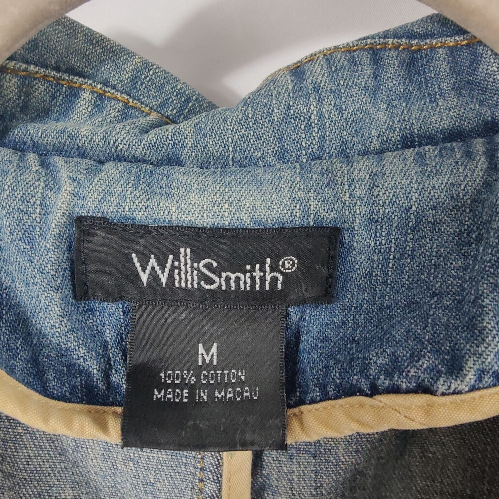 Willi Smith Women's 100% Cotton Embellished Jean Denim Jacket Blazer, Sz M - Picture 8 of 9